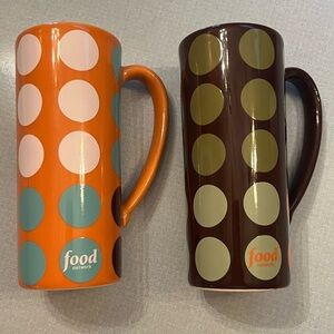 Food Network Polka Dot Mugs - Orange and Dark Brown